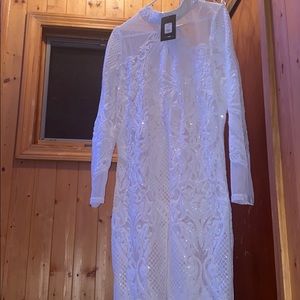 Ivory sparkle dress with long sleeves